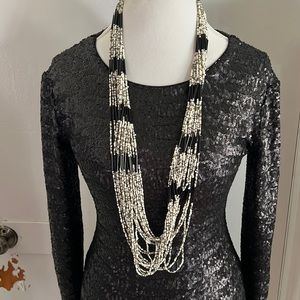 Vintage Beautiful beaded black & white multi layered necklace